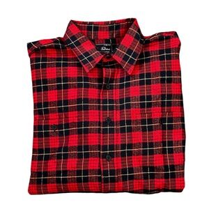 Vintage Plaid Button Down Shirt Tartan Wool XL 17 17 1/2